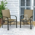 thumbnail image 2 of SUNCROWN Outdoor Chairs Set of 2, Patio Dining Chairs, All Weather Textilene Breathable Seat Fabric Chair for Garden, Backyard, Deck, Poolside, Brown, 2 of 8