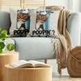thumbnail image 5 of Ambesonne Cat Throw Pillow Cover 2 Pack, Are You Poopin' Curious Kitty, 18", Blue Coconut Chocolate, 5 of 7