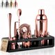 thumbnail image 1 of Kit de bartender Barillio, acero inoxidable, 23 unidades, color oro rosa, con soporte, 1 of 7