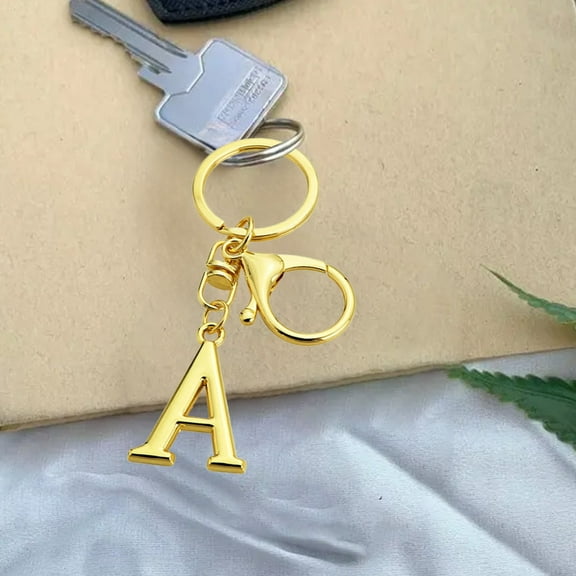 Gold Letter Keychain A–Z | Metal Alloy Initial Pendant | Personalized Monogram Accessory for Keys, Bags, Wallets | Durable Rust-Resistant | Giftable Design