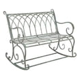 thumbnail image 4 of SAFAVIEH Ressi Rustic Outdoor Patio Rocking Bench, Antique Green, 4 of 11