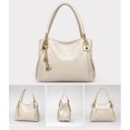 thumbnail image 2 of Handbag for Women, GMYLE Embossed Pattern PU Leather Shoulder Crossbody Tote Bucket Bag Fashion Large Capacity, Pouch Wallet Butterfly Keychain 3 in 1 Set Gift for Mother Wife Girlfriend (Beige), 2 of 3