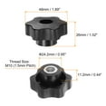 thumbnail image 2 of 12 Pieces Star Knobs M10 Thread 48mm 6-Point Head Metal Insert Through Hole Threaded Hand Knob Black, 2 of 6