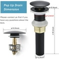 thumbnail image 2 of Bathroom Sink Drain,2  Drain Stopper Bathroom Sink Without Overflow,Pop Up Drain Assembly with Detachable Strainer Basket,Built-in Anti-Clogging Strainer,Stainless  Mattle Black, 2 of 6