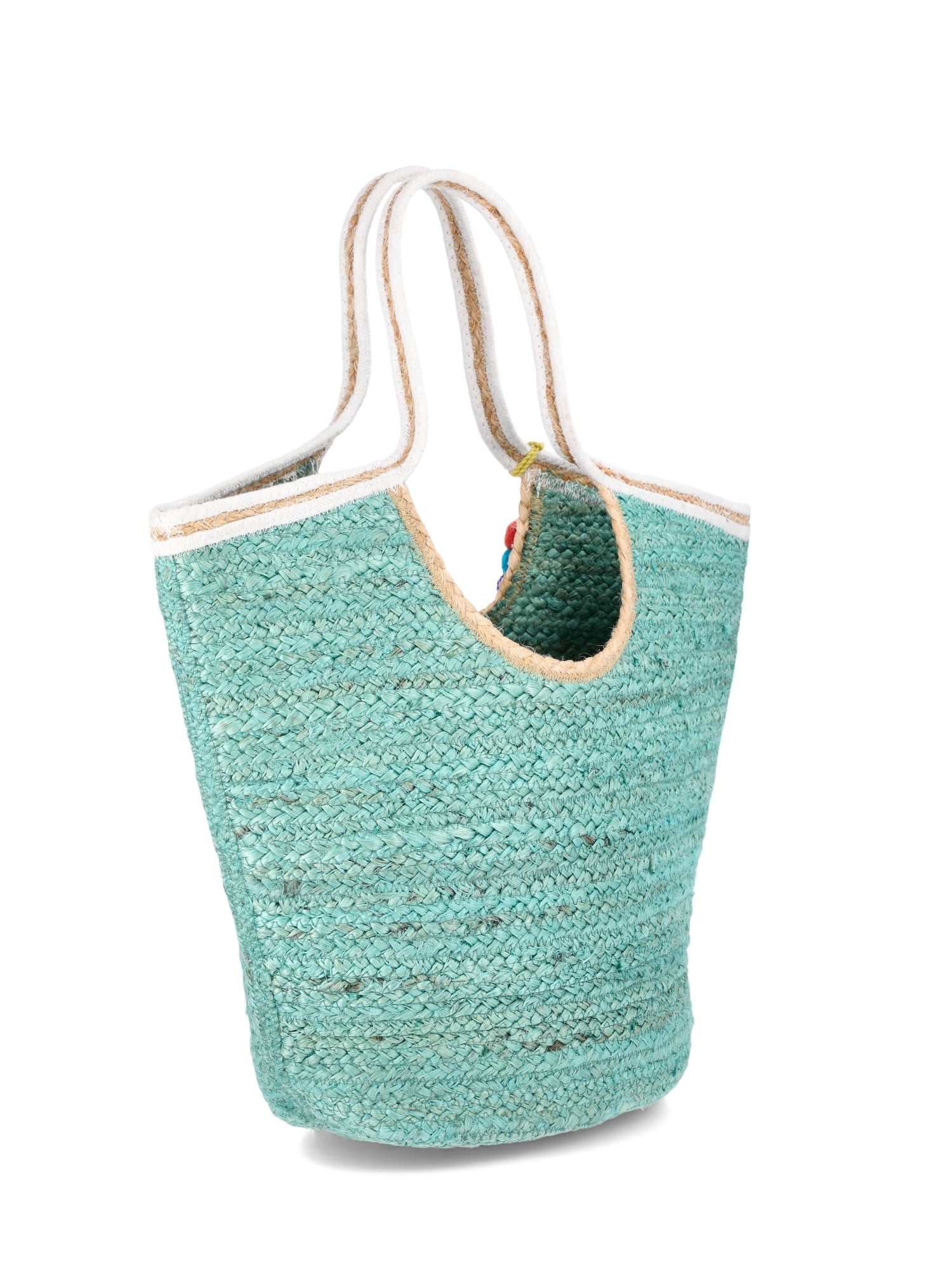 No Boundaries Jute Tote Bag, Vacay Teal, Women’s