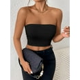 thumbnail image 4 of Womens Tube Tops Strapless Crop Tops Basic Backless Sleeveless Bandeau Going Out Cute 2025 Summer Outfits Black S, 4 of 7