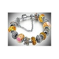 thumbnail image 3 of Savlano Silver Tone Charm Bracelet With Yellow Crystal And Murano Glass Beads Snake Chain For Women & Girls, 3 of 5