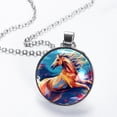thumbnail image 2 of Horse Elegant Glass Circular Pendant Necklace - Stylish and Trendy Jewelry for Women, 2 of 5