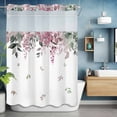 thumbnail image 6 of Spring Red No Hooks Shower Curtain with Snap-in Liner Eucalyptus Leaves Shower Curtains for Bathroom, Waterproof, Easy Install, Washable 60"x72", 6 of 9