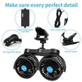 thumbnail image 2 of Ventilador de coche Alagoo, ajustable, 10 cm, doble cabezal, 12 V, clip para coche, 2 of 6