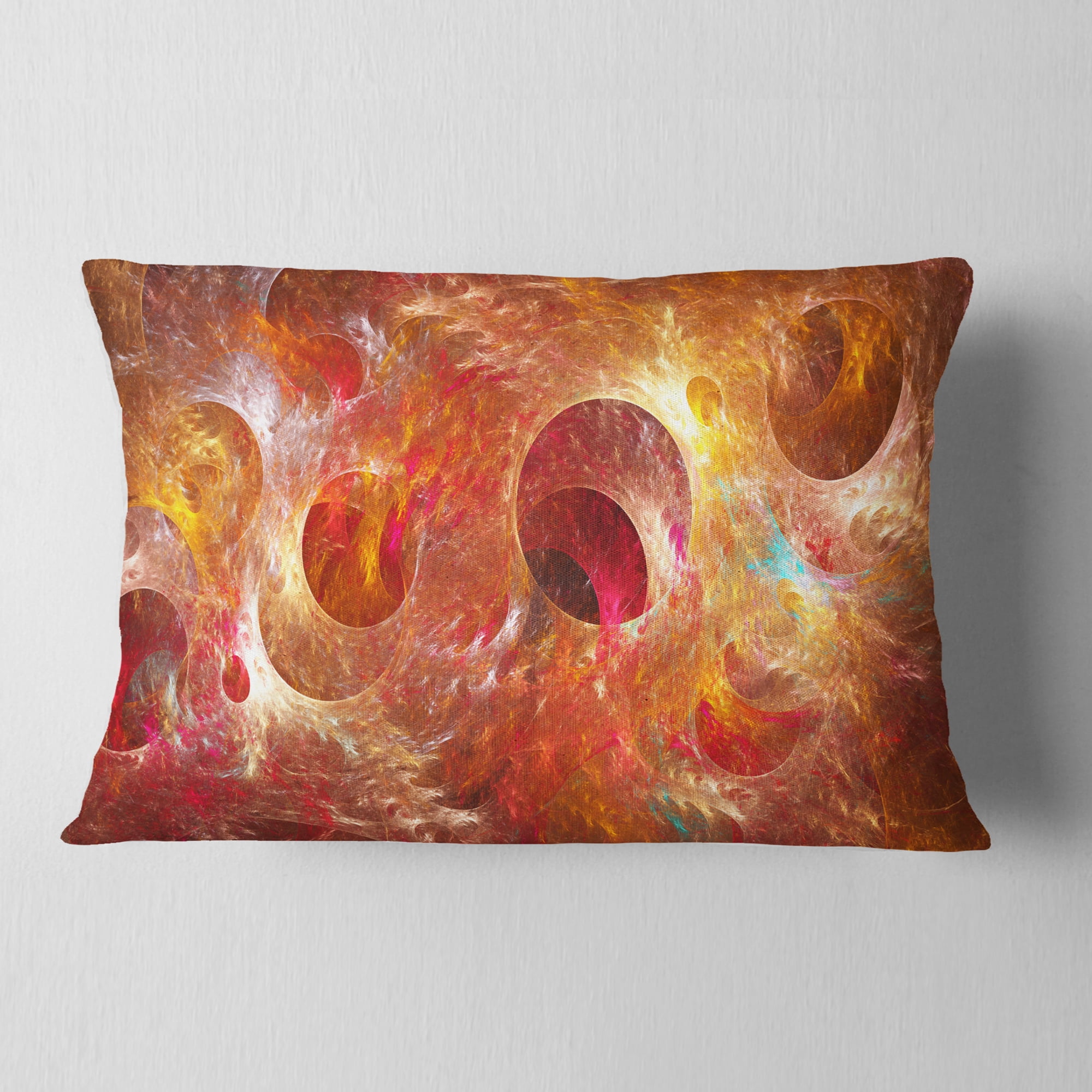 Designart Red Yellow Circles Texture - Abstract Throw Pillow - 12x20