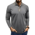 thumbnail image 2 of Zimjoy Mens Golf Polo Shirts Business Long Sleeve Texture Knitted T Shirt Men Strechy Loose Fit Golf Shirt Men Button Collared Fall Pullover, Gray 3XL, 2 of 7