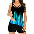 thumbnail image 1 of Aayomet Maillots de Bain pour Femmes 2024 Ensemble Robe de Bain à Bretelles Imprimé Dos Plus Tankinis (Bleu, TTTG), 1 of 5