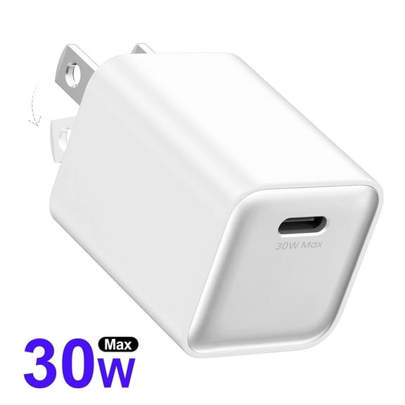 wegear 30W USB C Charger GaN Adapter PD QC 3.0 Fast Charging Foldable Block,White