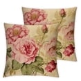 thumbnail image 2 of ONETECH  2pack Retro Flower Throw Pillow Covers Peony Rose Home Decorative Pillow Covers Vintage Cushion Cases Square Pillowcase, 2 of 6