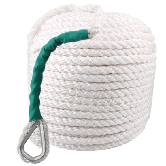Carbole Anchor Rope for Boat 1/2" x 100 ft - Three Strand, 5850LB Breaking Strain
