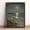 Beach, variant on 12x16in Framed Crescent Moon Windmill Wildflower Wood Print, Night Countryside Oil Painting Wall Art for Bedroom Living Room Home Decor