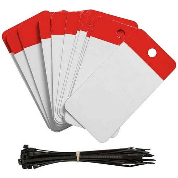Brady Tag, Blank, Polyester, 5 in H x 3 1/4 in W, Red, Rectangle, 25 PK 102011