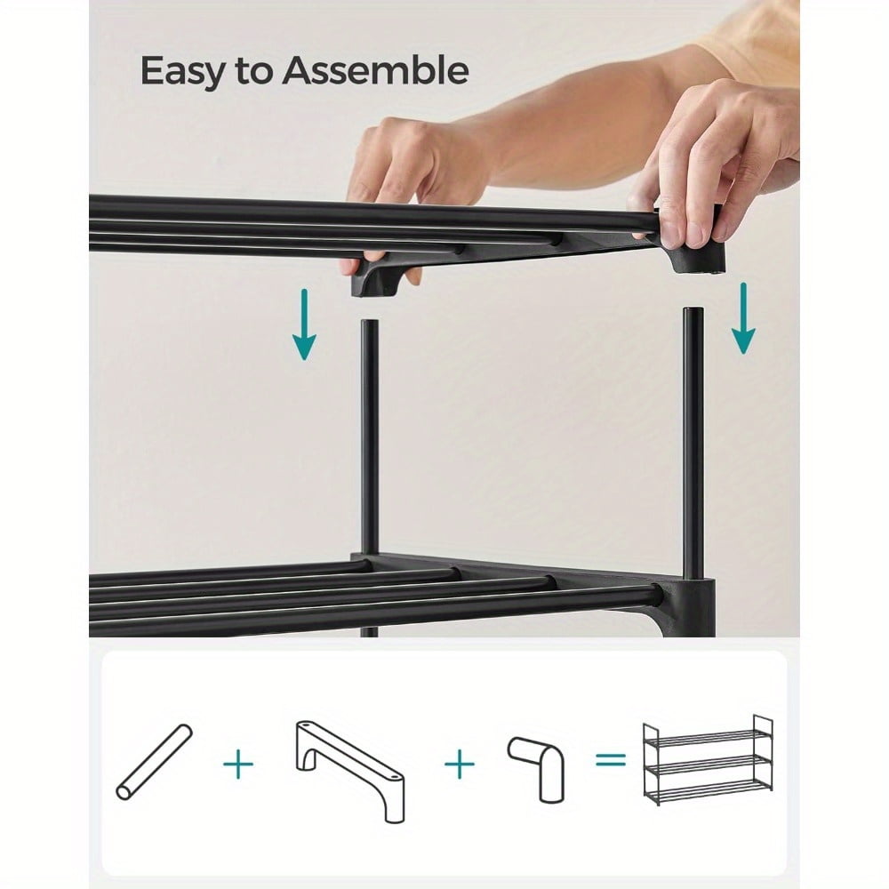 Shoe Rack, 3-layer Shoe Rack, Metal Shoe Rack, Easy To Assemble, Space-Saving for Your Organized Entryway, Black