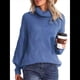 thumbnail image 2 of Suéter de Cuello Alto, Larga, Estilo Globo, Liso, para Mujer, para Invierno y Otoño. Azul S, 2 of 6