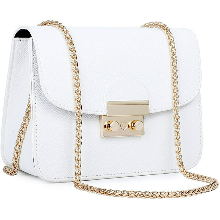 Lngoor Small Crossbody Bags for Women Chain Shoulder Evening Clutch Purse Formal Bag (White), Women's