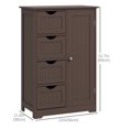 thumbnail image 3 of kleankin Armoire de Rangement de Salle de Bain avec 4 Tiroirs et Tablette Ajustable, Brun, 3 of 10