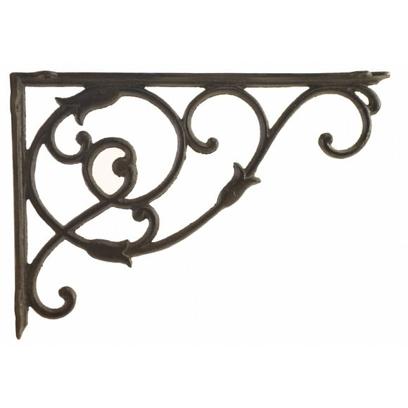 Import Vente en Gros Étagère Murale Décorative en Fonte Support Vigne Ornée Brun Rouille 13.5 Pouces de Profondeur