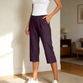 thumbnail image 2 of Gunia Women'S Capri Pants Capri Jeans For Stretch Casual Elastic Waist Wide Straight Leg Plus Size Pull On Denim Capris Loose Pants Summer Pants, 2 of 5