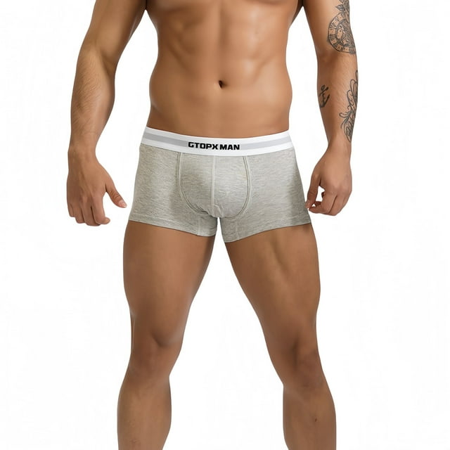GTOPX MAN Men's Boxer Briefs Soft Ribbed Fabric Breathable Mordern Fit, Color Gray, 3-Pack, Size L