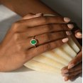thumbnail image 3 of Oval Shaped Emerald Ring/Emerald Engagement Ring/Diamond Halo/Unique Wedding Ring/Anniversary Gift/Bridal Promise Ring/Gold Fine Jewelry, 3 of 3
