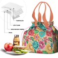 thumbnail image 4 of Pioneer Flower Floral Print Pattern Drawstring Lunch Bag Women - Drawstring Lunch Bag Insulated for Work Office - Stain-Resistant Large Lunchbags for Women with Multi-Pockets, 4 of 6