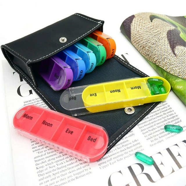 Container,Fish Oil Supplement Pill Box 7 Container Fish Oil Container Portable Container Box 7 Day 7 Day Pill Portable Container Fish Pill Medicine 7 Pill Qisuo Pill Qinquan Siuke Dsfen