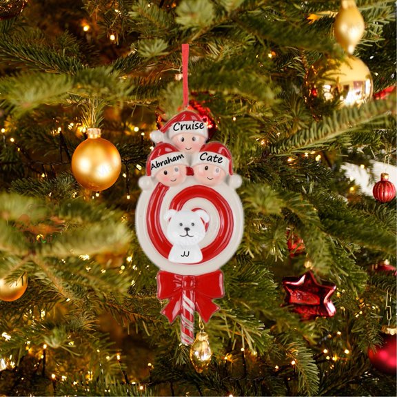 Maxora Personalized Ornaments Customized Christmas ornament Lollipop Family Ornament of 3 Free Customize