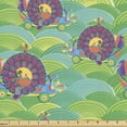 thumbnail image 1 of Snail Fabric by the Yard, Cartoon Characters Driving Mollusk Insect Cars on Fish Scale Backdrop, Decorative Upholstery Fabric for Chairs & Home Accents, Lime Green and Multicolor by Ambesonne, 1 of 5