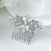 Crystal Bride Wedding Hair Comb Silver Flower Bridal Headpieces Leaf Hair Pieces Rhinestone Bridesmaid Side Combs Hair Accessories for Women