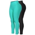 thumbnail image 1 of MixMatchy Women's 2-Pack High Waist Textured Butt Lifting Slimming Workout Leggings Tights, 1 of 6