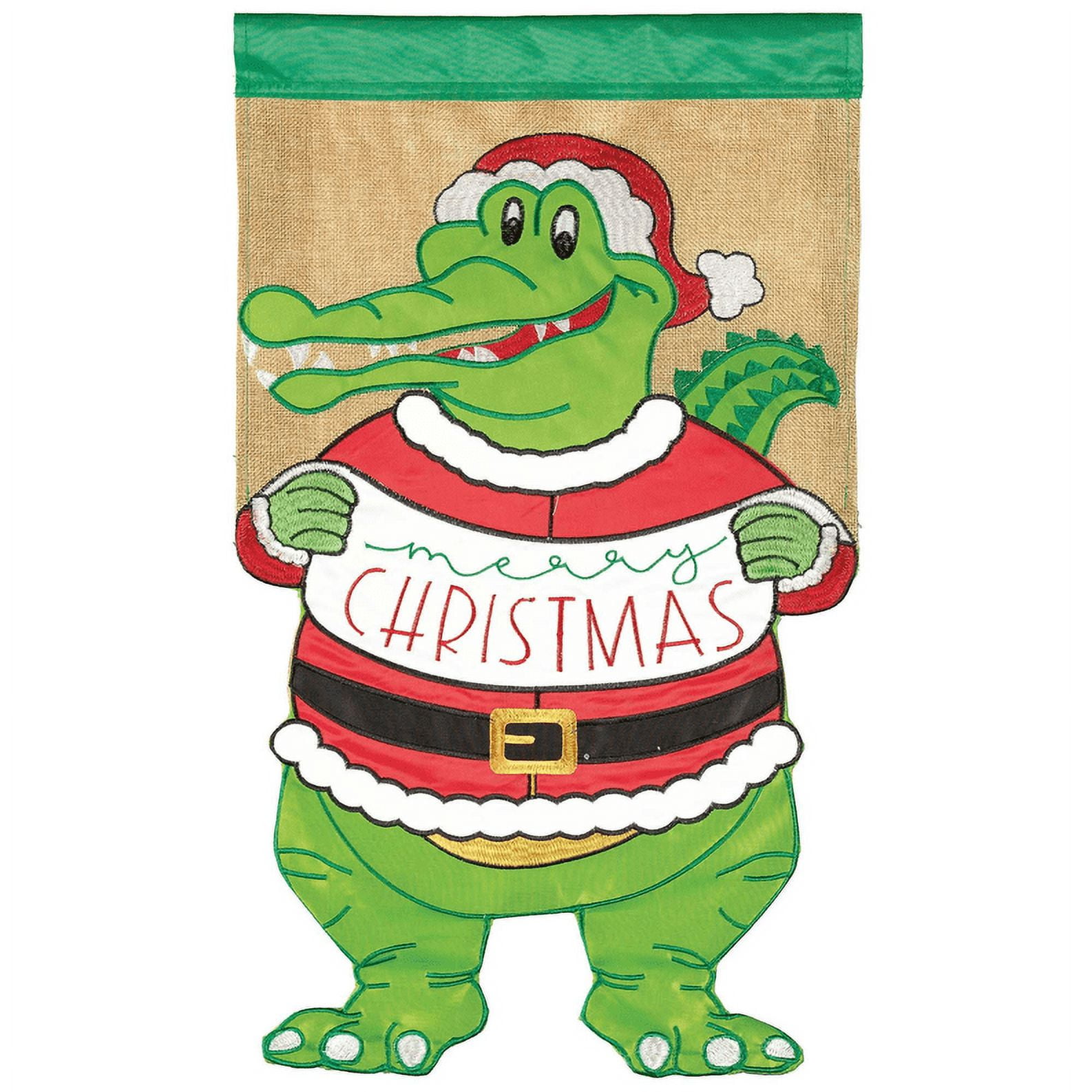 Magnolia Gardens M011708 30 x 44 in. Alligator Merry Christmas Garden Flag
