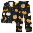thumbnail image 1 of Funicet Pyjamas pour Femmes, Ensembles de Pyjama pour Femmes, Pantalons Longs Imprimés Halloween à Manches Longues Col Rabattu, Ensemble de Pyjama pour Femmes, Hauts à Manches Longues pour Femmes, 1 of 5