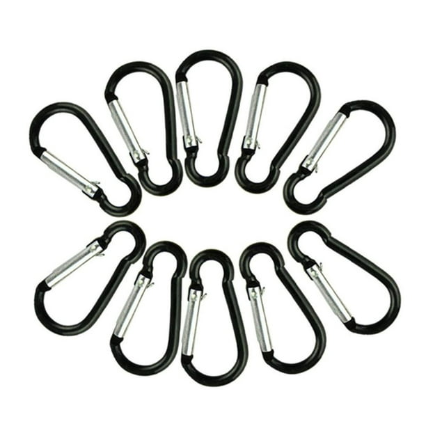 10 Mini Black Carabiners Camping Spring Clip Hook Keychain Key Ring Hiking  Small 