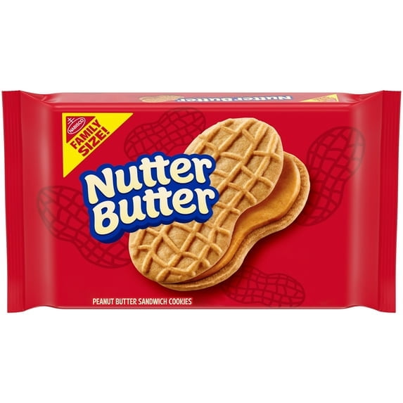 NUTTER BUTTER Peanut Butter Sandwich Cookies, Family Size, 16 oz-2pk,With Olive Green Bowl By ValueNest