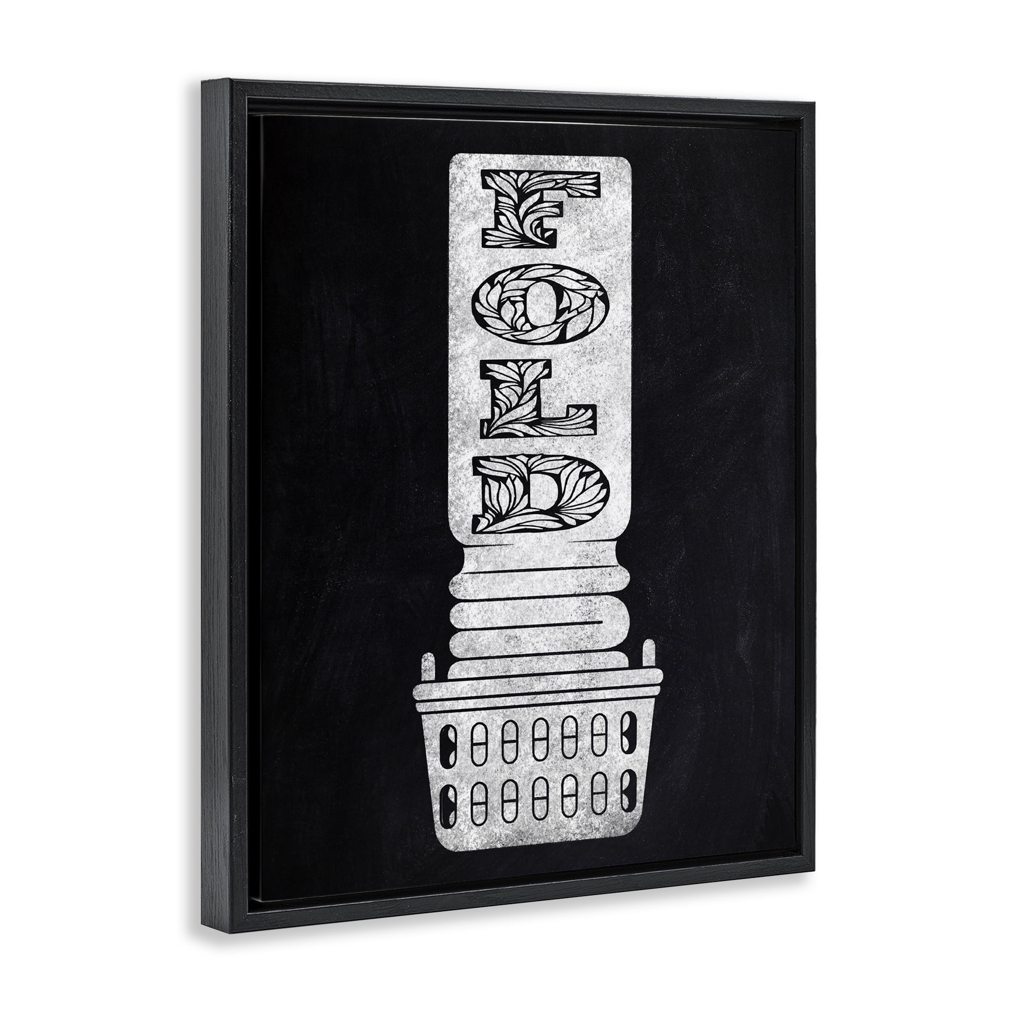 Laundry Fold Ornate Letters Black Framed Floater Canvas Wall Art, design by Marcus Prime