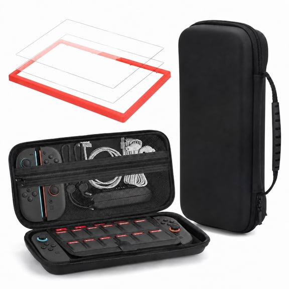 EEEkit 4-in-1 Carrying Case Compatible with Nintendo Switch 2, Hard EVA Travel Case with 2 Screen Protectors and Alignment Frame