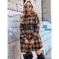 thumbnail image 4 of Women'S Button Down Flannel Shirts Plaid Shacket Long Sleeve Collared Long Jacket Coats Yellow & Black S, 4 of 9