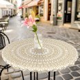 thumbnail image 6 of Beige Boho Round Tablecloth for 36-44 Inch Tables,Fitted Table Cover with Elastic Edge,Retro Farmhouse Ethnic Abstract Geometric Art Waterproof Outdoor Table Cloth Protector for Patio Garden Dinner, 6 of 9