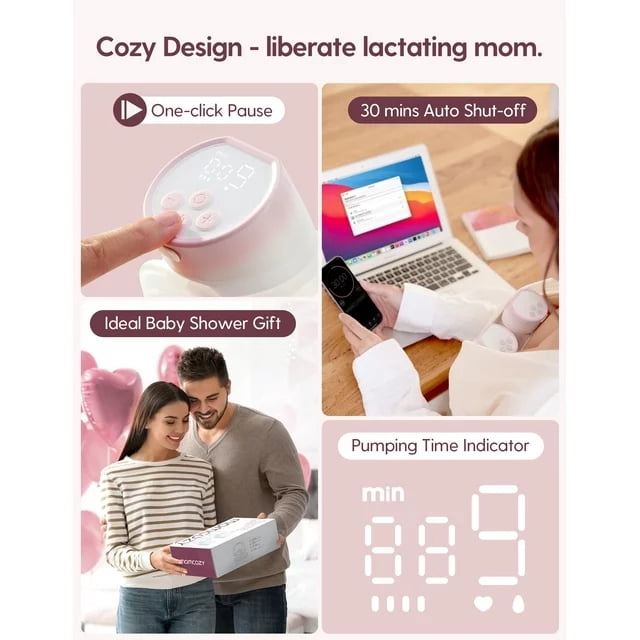 Momcozy S12 Pinky Pro Electric Hands Free Breast Pump Wearable, 24mm 1 Pack Pink