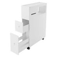 thumbnail image 6 of Bathroom Low Cabinet Narrow Slim Storage Tower Table Box with 2 Drawers & Wheels, 6 of 13