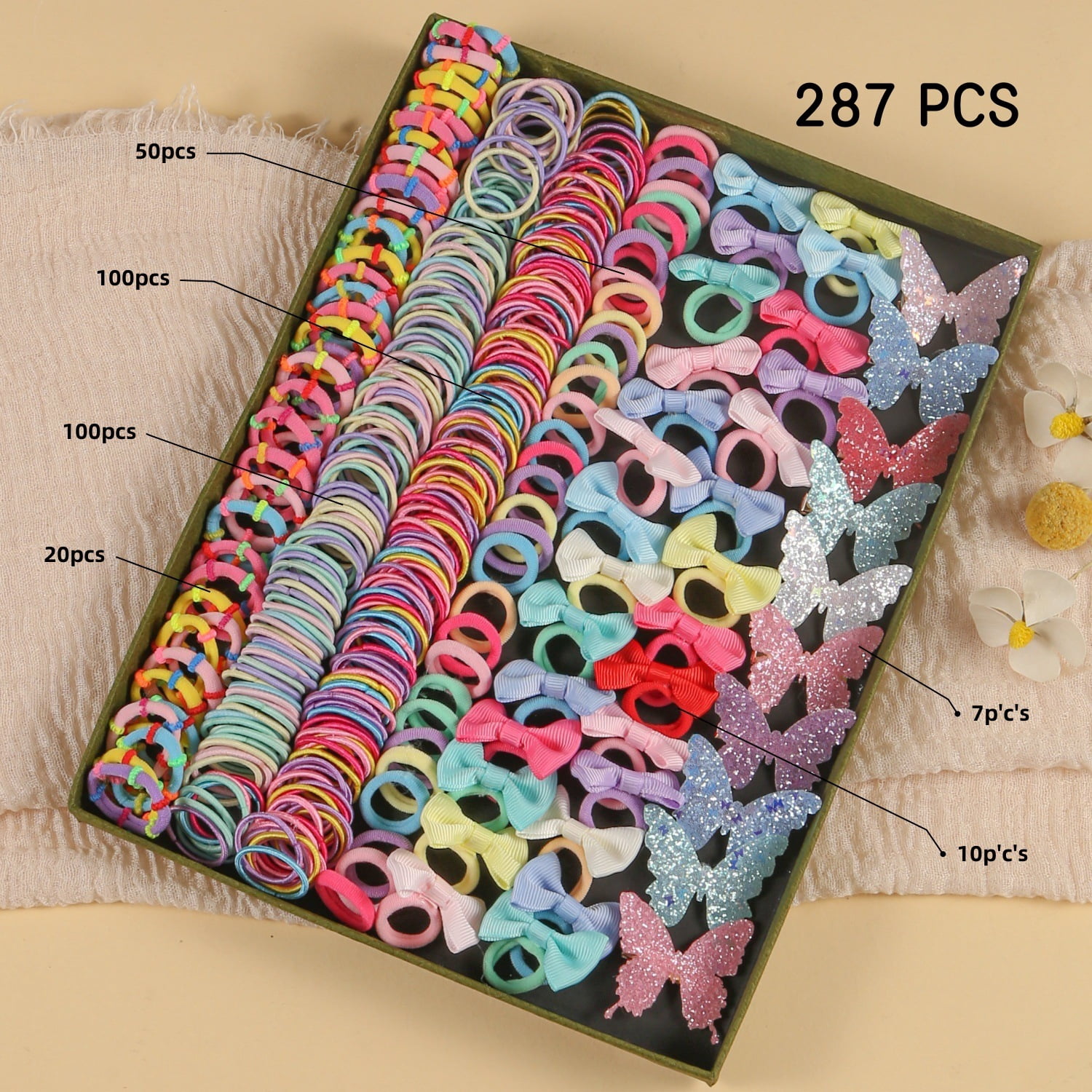 Children's hair clips, hair ties, hair accessories set box, elastic hair accessories set