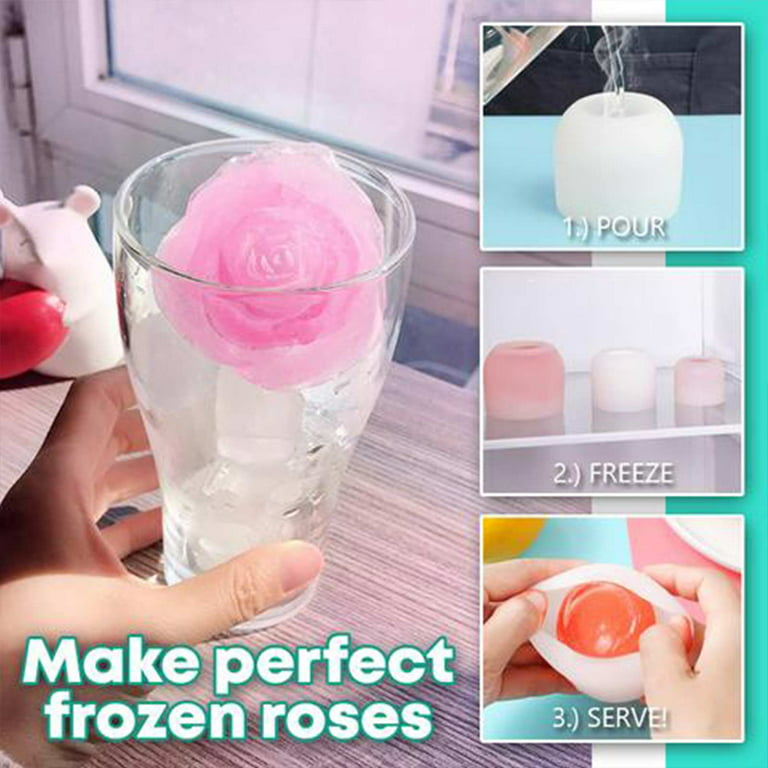 MAHAQI Reusable Ice Cube Mold Silicone Rose Shape Icecream Mold 