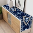 thumbnail image 4 of Blue Boho Table Runner - 36 Inch Long, Kitchen Dining Table Runner Dresser Scarves, Farmhouse Neutral Abstract Geometric Motifs Farmhouse Decor for Coffee Tables Wedding Party Banquet, 4 of 8