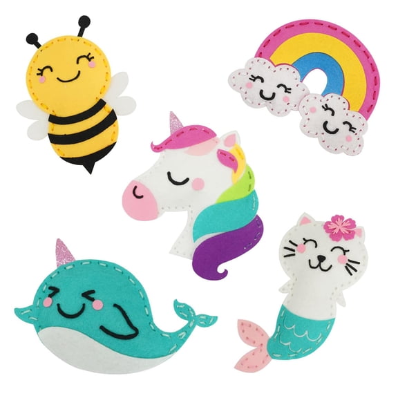 Kids Sewing Kit Make Your Own Creative Felt Plush Animals Toy Craft Art Set for Beginners, Girls Gifts for Children 6 